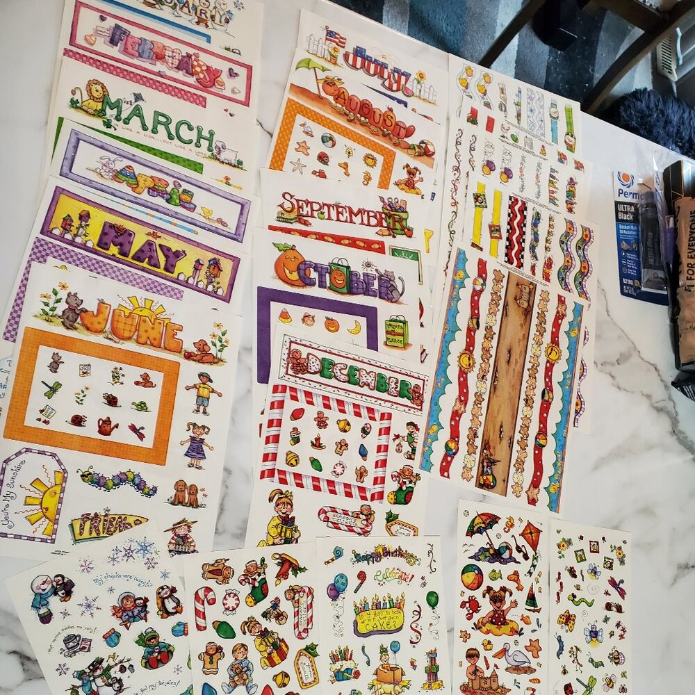 Current Scrapbook Stickers Lot Designs by Month
